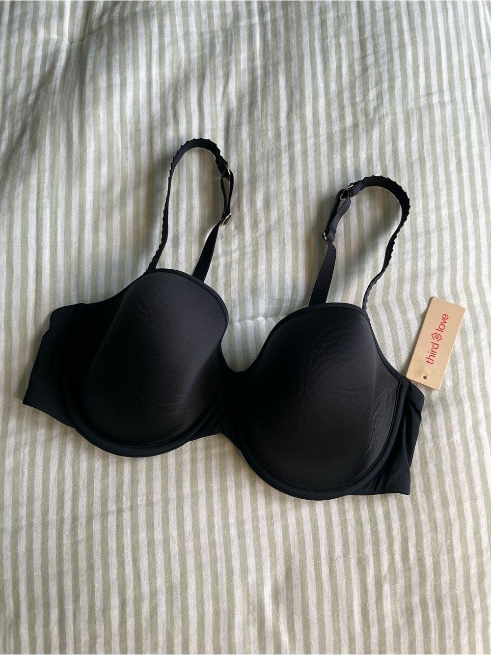 New Third Love 24/7 Classic T-Shirt Bra 36D Black Smooth